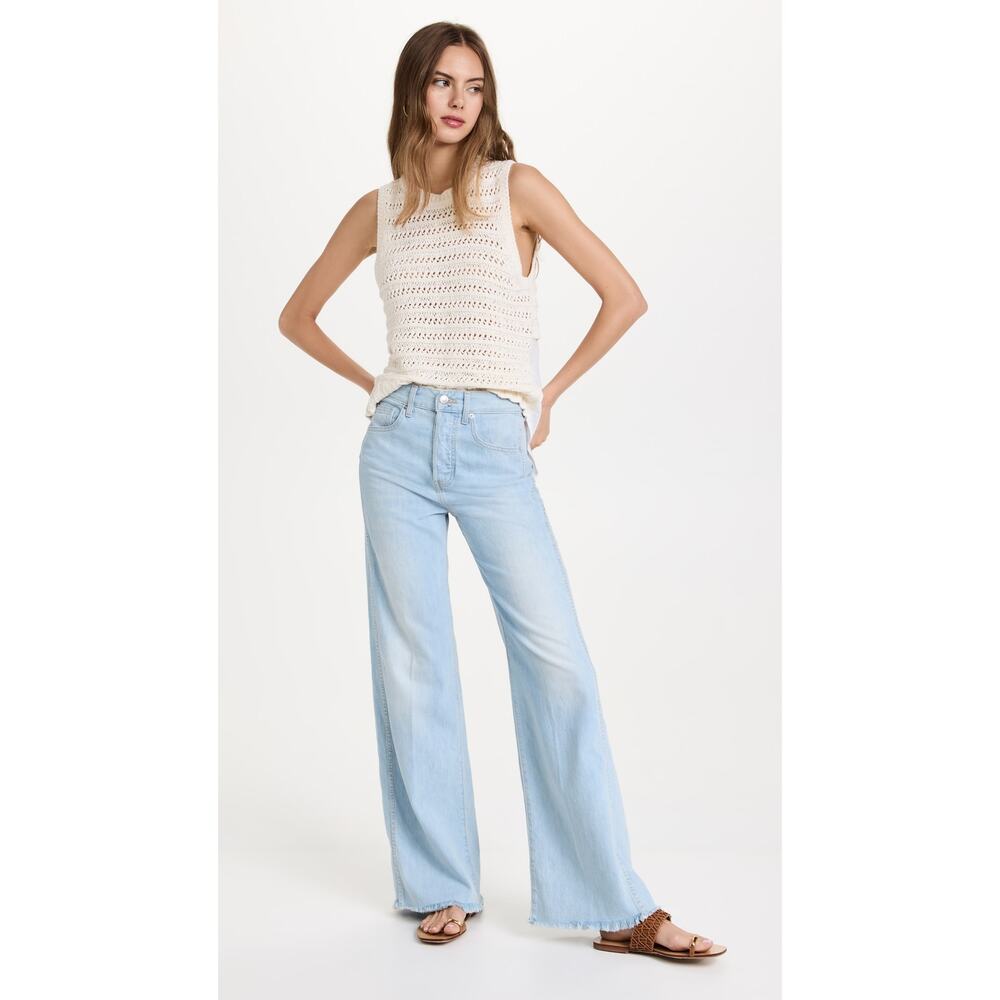 Veronica Beard Taylor Relaxed Wide Leg High Rise Jean in Aire Size 28 Light Blue